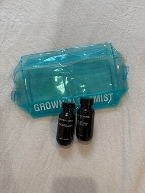 Grown Alchemist Turquoise Clear PVC Travel Pouch with Black Bottles